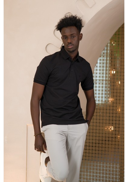 Örme Polo Yaka Regular Fit Pamuklu ve Likralı T-Shirt indirimleri