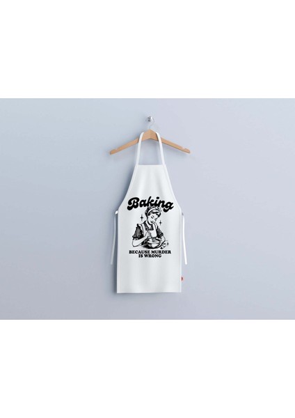 Baking Because Murder Is Wrong Retro Tarz Mutfak Önlüğü fiyatları