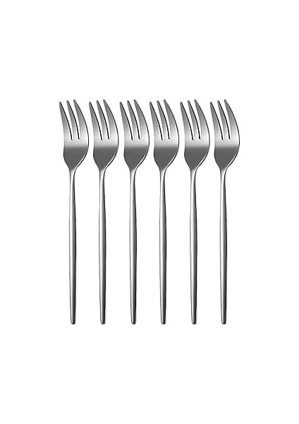 Gümüş 6 Parça Tatlı Çatalı Seti - Paslanmaz Çelik Lüks Salata ve Tatlı Çatalı, Mutfak ve Restoran K