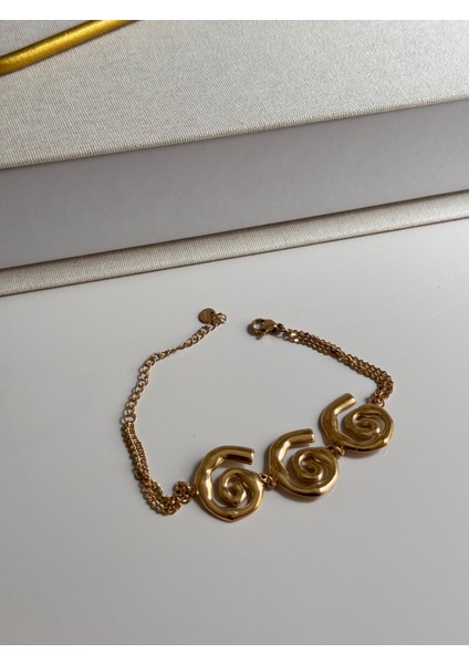 Modern Spiral Figürlü Altın Kaplama Kadın Bileklik