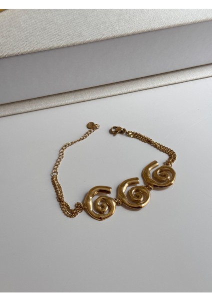 Modern Spiral Figürlü Altın Kaplama Kadın Bileklik