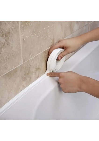 Beyaz (Uzunluk 1.5m, Genişlik 2.2cm) Mutfağa Özel Su Geçirmez Bant Lavabo