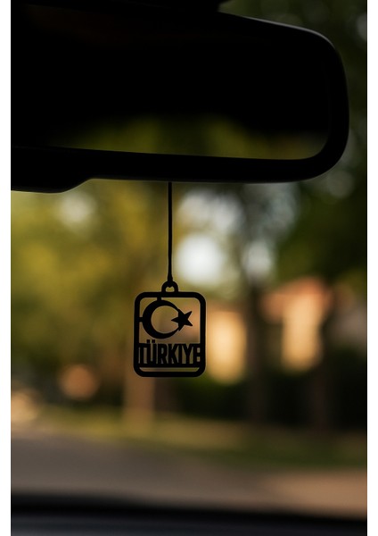Dikdörtgen Ay-Yıldız ve Türkiye Yazılı Araba Süsü | Lazer Kesim Siyah Metal | Vatansever Tasarım hemen alın, aldırın. fiyatları