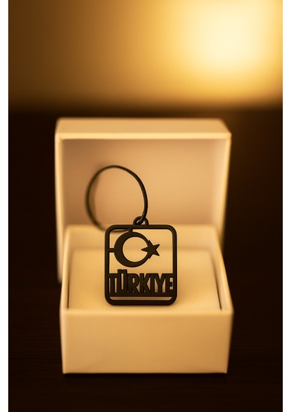 Dikdörtgen Ay-Yıldız ve Türkiye Yazılı Araba Süsü | Lazer Kesim Siyah Metal | Vatansever Tasarım hemen alın, aldırın. indirimleri