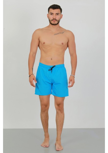 Erkek Fermuarlı Cepli Deniz Şortu Mavi