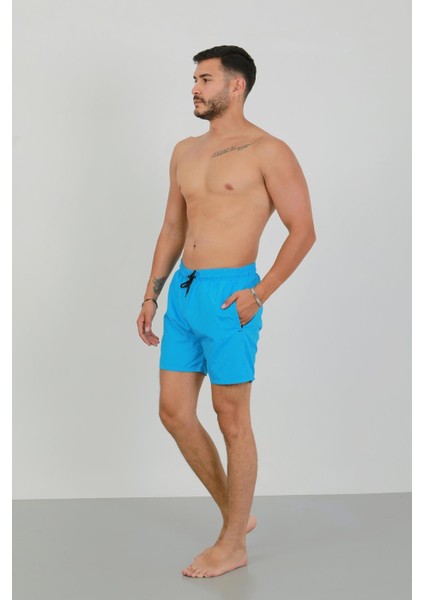 Erkek Fermuarlı Cepli Deniz Şortu Mavi fiyatları