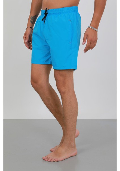 Erkek Fermuarlı Cepli Deniz Şortu Mavi indirimleri