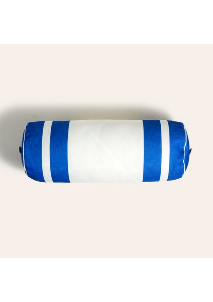 Nilüfer Dijital Baskılı Polyester Dekoratif Kırlent 20X55 cm Koyu Mavi - Beyaz