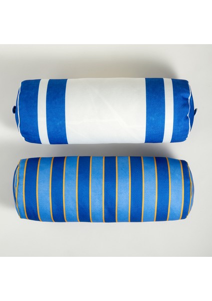 Nilüfer Dijital Baskılı Polyester Dekoratif Kırlent 20X55 cm Koyu Mavi - Beyaz indirimleri