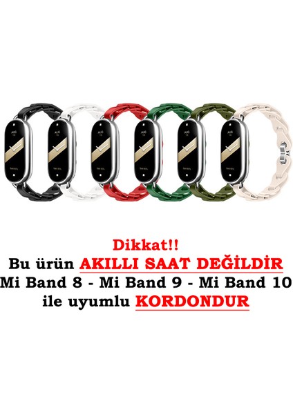 Xiaomi Mi Band 10 / Mi Band 9 / Mi Band 8 Uyumlu Silikon Kordon Bukle Örgü Tasarım Metal Pimli fiyatları