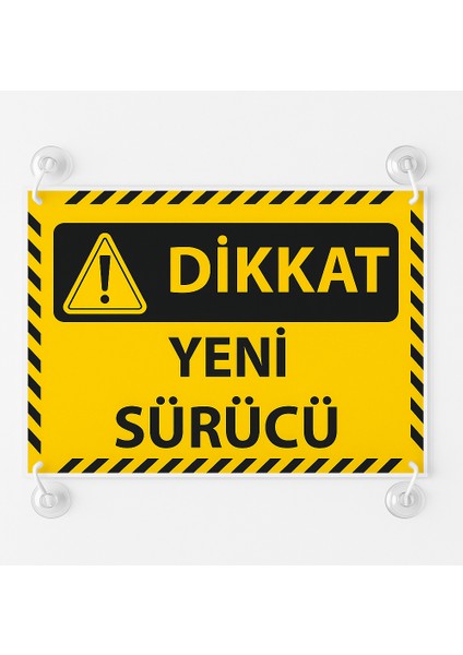 Ithınk Sarı Siyah Renk Dikkat Yeni Sürücü Yazılı Araba Cam Oto Aksesuar Askılı Vantuzlu fiyatları