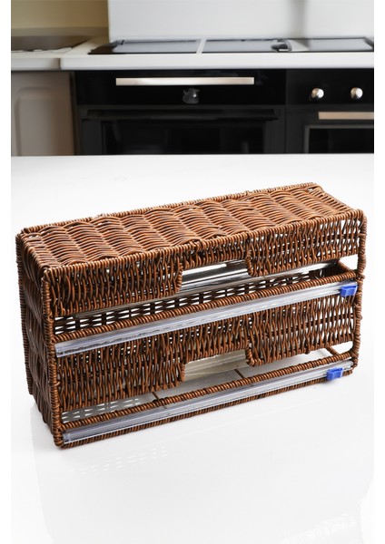 Hasır Tezgah Üstü 2'li Streç Film ve Folyoluk Kesici Düzenleyici