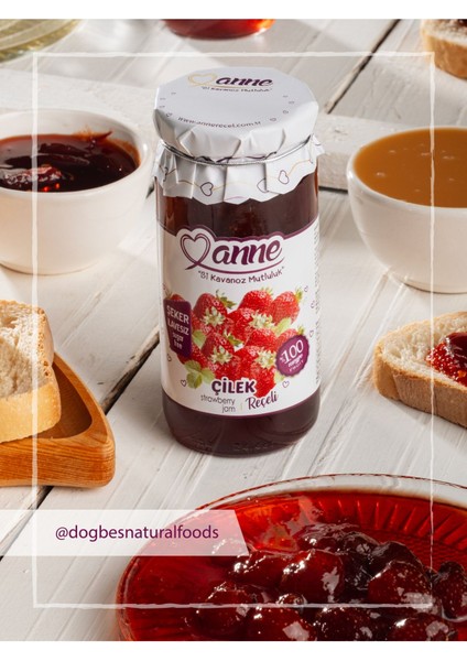 Şeker İlavesiz Çilek Reçeli 300 gr (Elma Suyu İle Tatlandırılmıştır, Koruyucu içermez) fiyatları