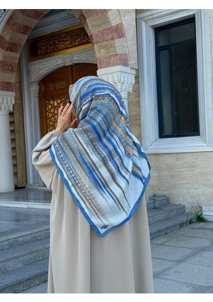 Pamuklu Âlâ Desen Eşarp-Indigo