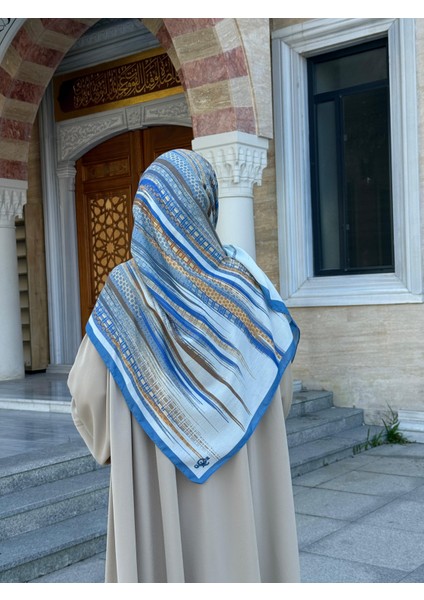Pamuklu Âlâ Desen Eşarp-Indigo