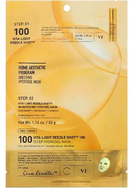 Vt Vita-Light Reedle Shot 100 2 Step Hydrogel Mask / Vt Vita-Light Işıltı Veren 2 Adımlı Maske