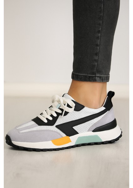 Urban Edge Beyaz Gri Erkek Spor Ayakkabı – Günlük Süet Hafif Sneaker