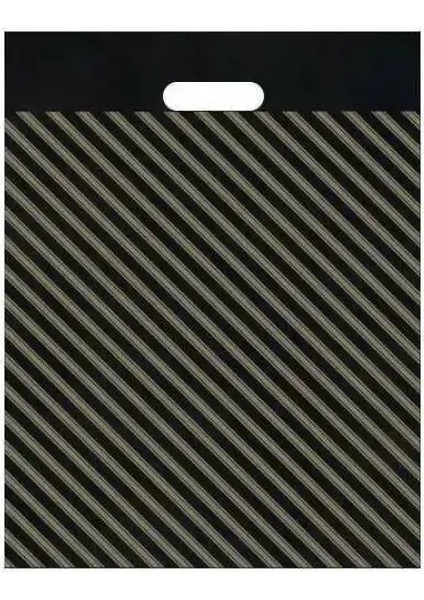 Takviyeli Siyah Çizgili Poşet No:2 26 x 38 cm - 50 Adet