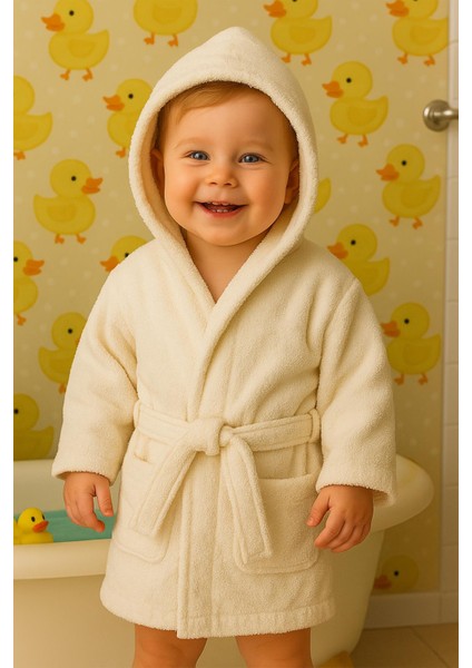 CottonVerse Bebek & Çocuk Kapşonlu Bornoz – %100 Pamuk, Unisex