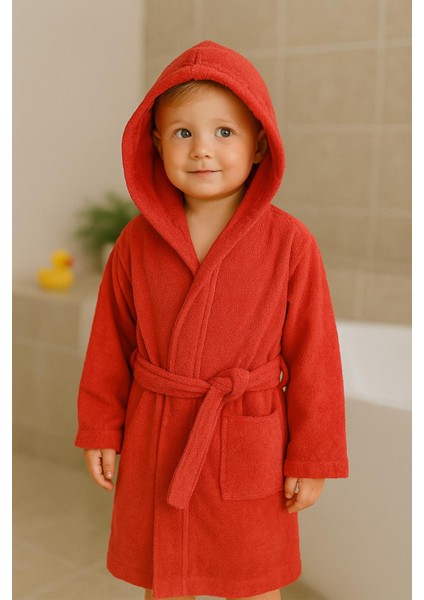 CottonVerse Genç & Çocuk Kapşonlu Bornoz – %100 Pamuk, Unisex