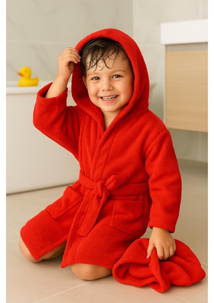 CottonVerse Genç & Çocuk Kapşonlu Bornoz – %100 Pamuk, Unisex fiyatları