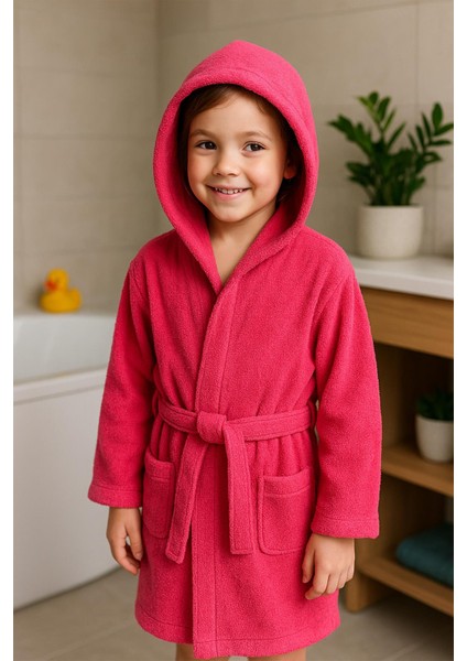 CottonVerse Genç & Çocuk Kapşonlu Bornoz – %100 Pamuk, Unisex
