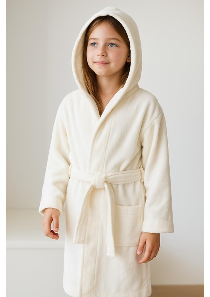 CottonVerse Genç & Çocuk Kapşonlu Bornoz – %100 Pamuk, Unisex