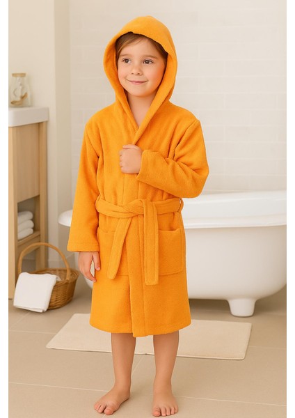 CottonVerse Genç & Çocuk Kapşonlu Bornoz – %100 Pamuk, Unisex