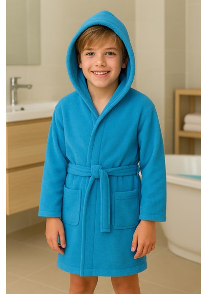 CottonVerse Genç & Çocuk Kapşonlu Bornoz – %100 Pamuk, Unisex