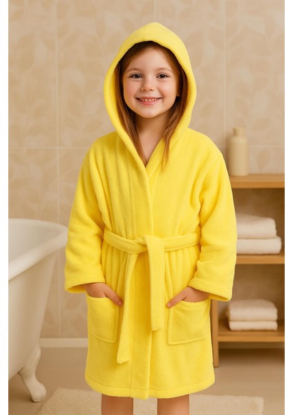 CottonVerse Genç & Çocuk Kapşonlu Bornoz – %100 Pamuk, Unisex
