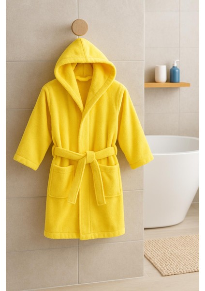 CottonVerse Genç & Çocuk Kapşonlu Bornoz – %100 Pamuk, Unisex modelleri