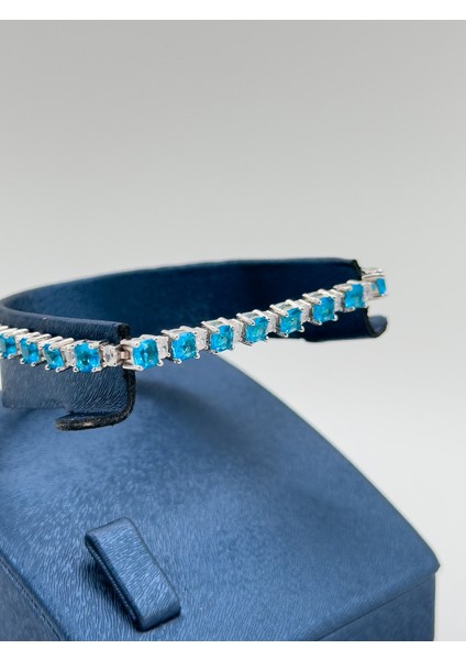 Aquamarin Taşlı Su Yolu Kadın Gümüş Bileklik - Su Yolu Bileklik fiyatları