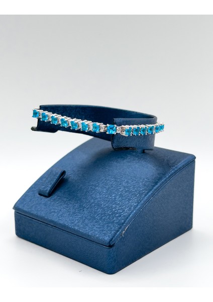 Aquamarin Taşlı Su Yolu Kadın Gümüş Bileklik - Su Yolu Bileklik modelleri