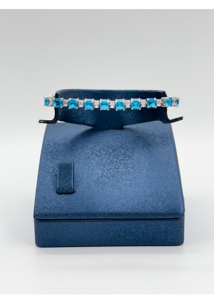 Aquamarin Taşlı Su Yolu Kadın Gümüş Bileklik - Su Yolu Bileklik fırsatları