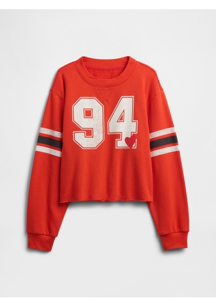 Kız Çocuk Kırmızı Fransız Havlu Kumaş Sweatshirt