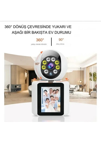 Smart Ekranlı Görüntülü Görüşmeli Akıllı Kamera Ev-Işyeri-Ofis-Bebek-Yaşlı Hasta Kamerası