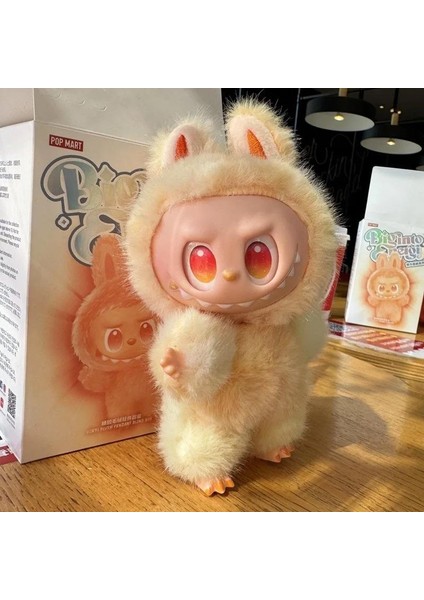Kabarcık Kumaş Labubu3.0 Üç Nesil Peluş Bebek Vinil Sevimli Bebek Moda Sevimli Kutu Bebek Doğum Günü Hediyesi Orange