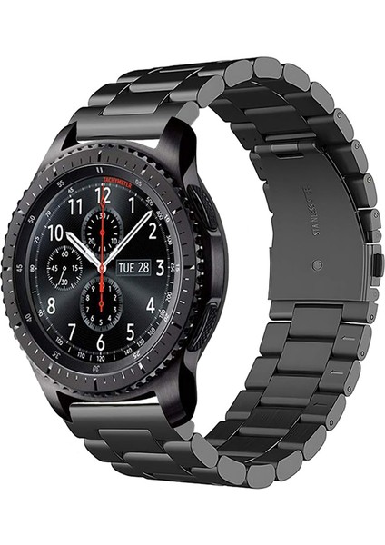 Samsung Gear S3 Frontier Uyumlu Kordon Klasik Baklava Model Paslanmaz Çelik Metal Kayış