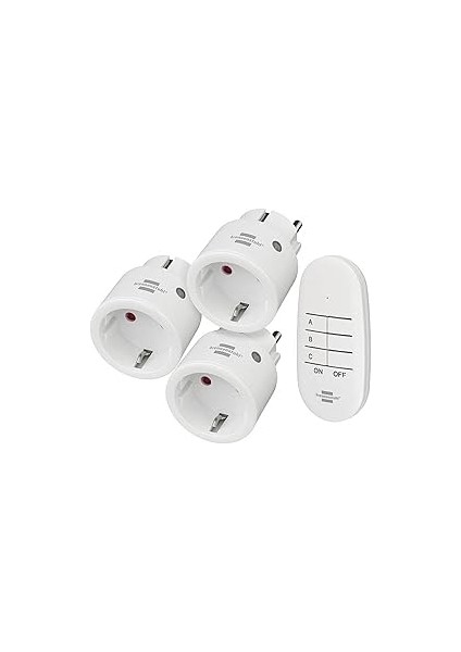 Brennenstuhl Comfort-Line Mini 3+1 Kablosuz Priz Seti, 3'lü Uzaktan Kumanda Seti (Iç Mekan, El Veri