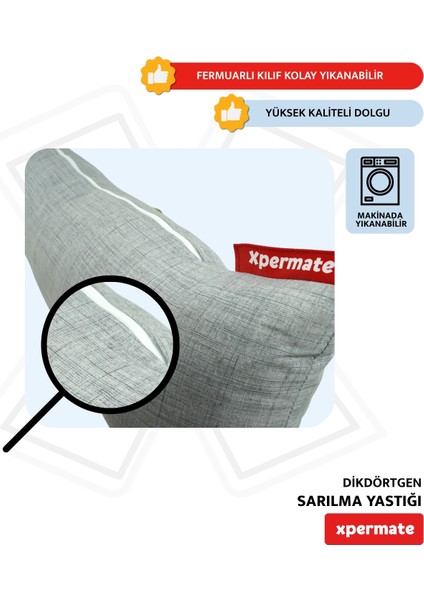 Sarılma Yastığı , Uyku Yastığı , Bacak Arası Yastığı Dikdörtgen 150 x 25 cm Açıkgri modelleri