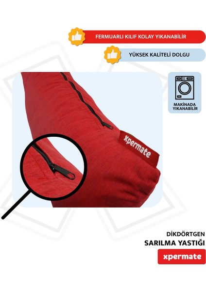 Sarılma Yastığı , Uyku Yastığı , Bacak Arası Yastığı Dikdörtgen 150 x 25 cm Koyukırmızı modelleri