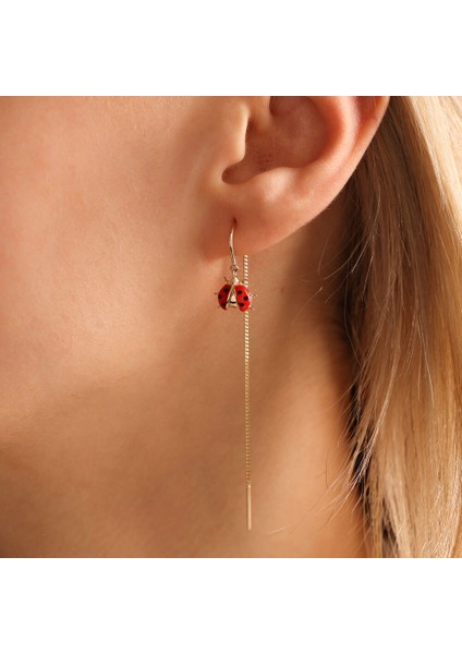 14 Ayar Altın Ladybug Küpe