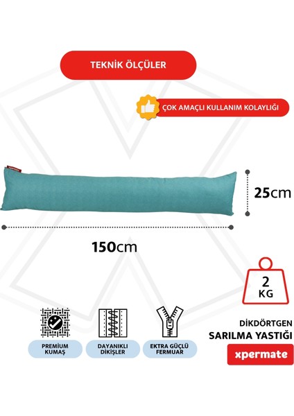 Sarılma Yastığı , Uyku Yastığı , Bacak Arası Yastığı Dikdörtgen 150 x 25 cm Açıkmavi modelleri