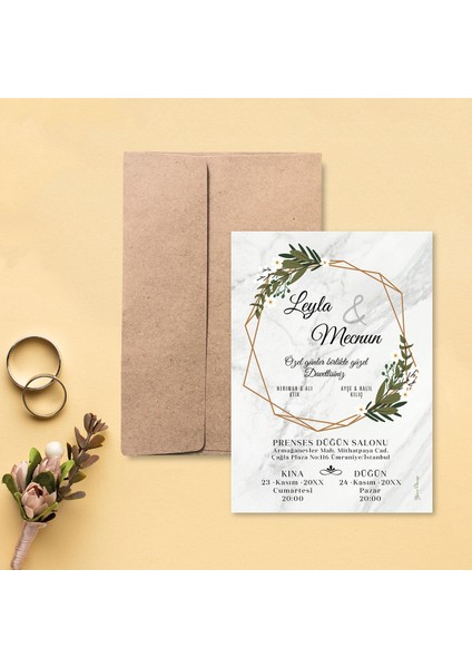 Otuz9 Kraft Zarflı Davetiye Düğün - Nişan - Kına - Nikah (100 Adet)