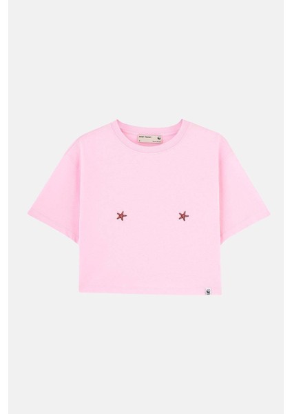 Deniz Yıldızları Supreme Crop T-Shirt - Pembe
