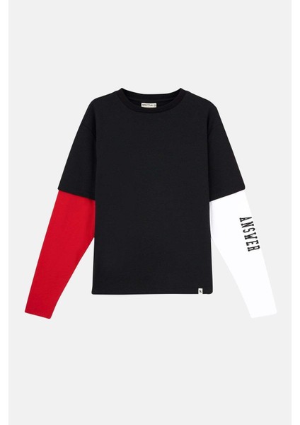 The Answer Double Sleeve T-Shirt - Siyah