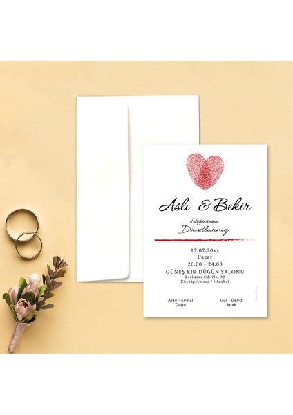 Otuz9 Beyaz Zarflı Davetiye Düğün - Nişan - Kına - Nikah (100 Adet)