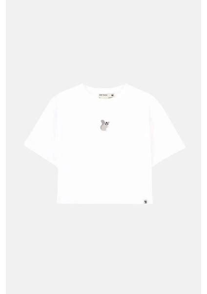 Sugar Glider Lightweight Crop T-Shirt - Beyaz