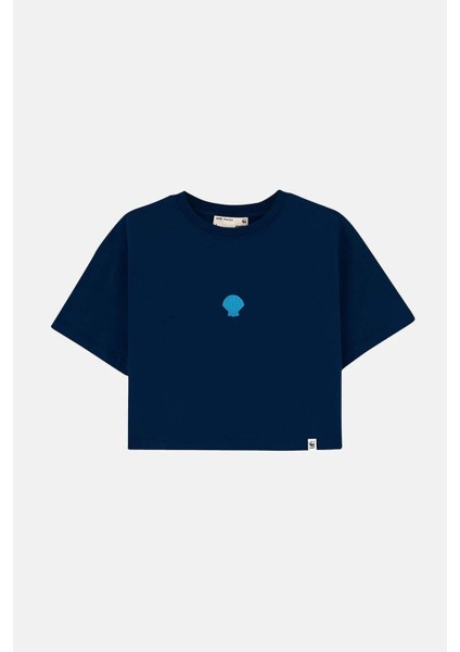 Deniz Kabuğu Lightweight Crop T-Shirt - Siyah