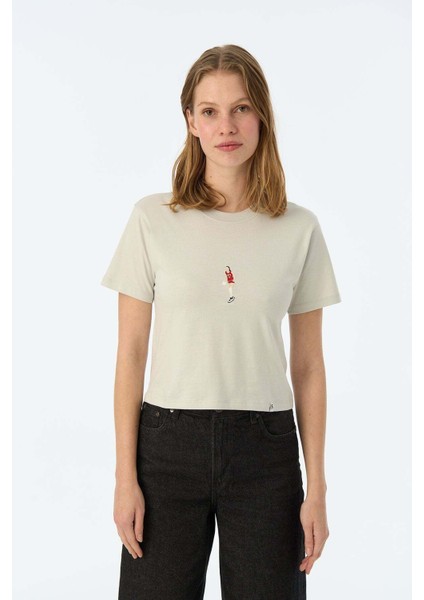 Demir Lady Lightweight Kadın T-Shirt - Açık Gri